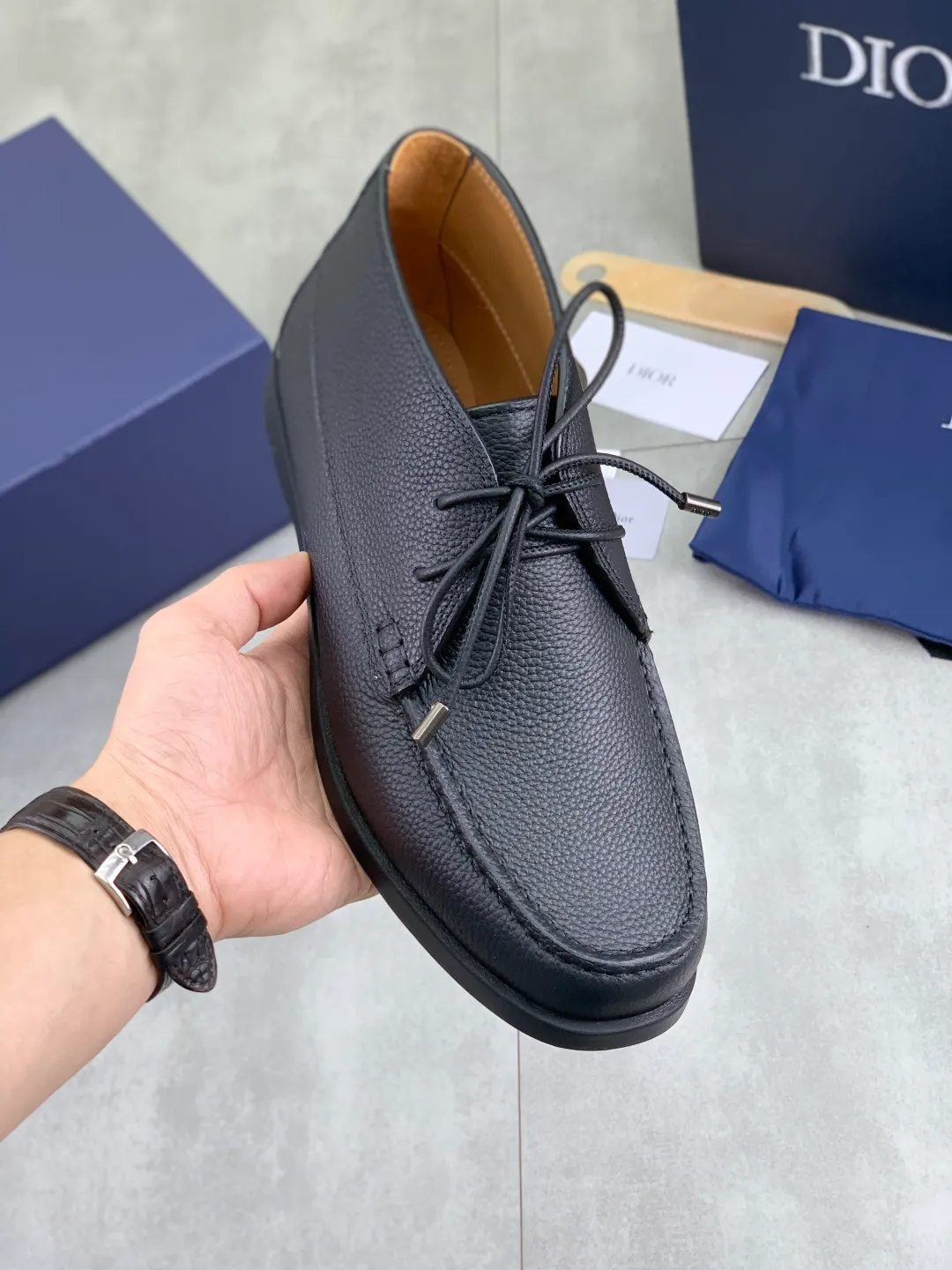 Men's Men's Shoes 💰P580 New Niuli💰High Version 💎💎💎Dior Original! Top Italian purchasing agent! Men's high-top business casual leather shoes, original imported calfskin upper, oiled edges, ultimate texture, gentleman style, imported cowhide lining inside, top-quality original Italian rubber outsole, first-class workmanship, top quality! Size: 39-44 (45 customized)
